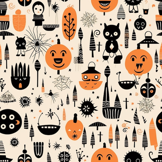 Photo spooky halloween pattern illustration