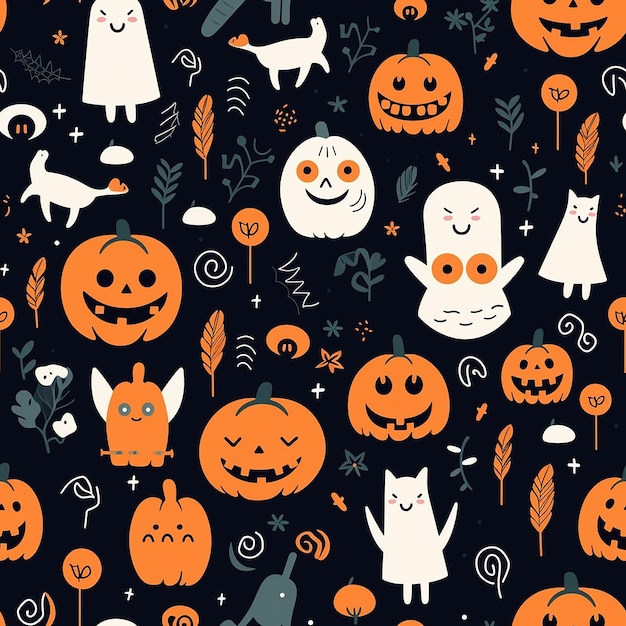 Premium AI Image | Spooky Halloween Pattern Illustration