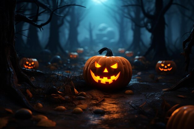 Spooky halloween pumpkin background