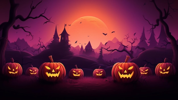 Spooky halloween pumpkin background