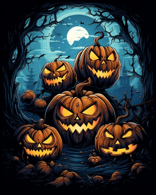 Spooky halloween pumpkin background