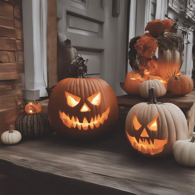 Spooky halloween pumpkin carving ai generated