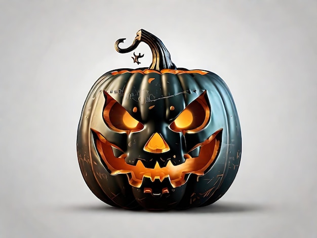 Spooky Halloween Pumpkin with a Menacing Grin Isolated on a Transparent Background