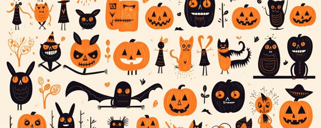 Spooky halloween pumpkins copyspace Scary halloween night Generative ai