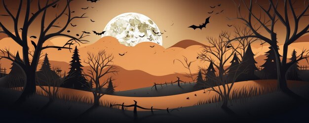 怖いハロウィーンのカボチャ 怖い森 怖いハーローウィーンの夜