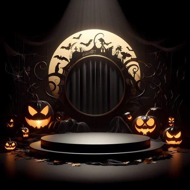 Foto spooky halloween stage met circular podium center