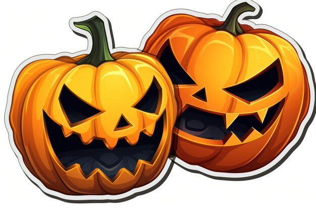 Spooky halloween stickers on white background ai generated