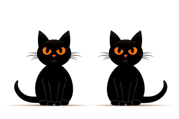 Spooky Halloween Stickers with Black Cats on White Background AI Generated