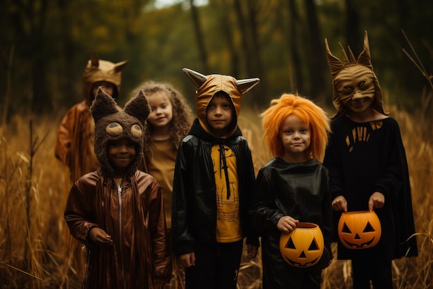 Spooky Kids on a Halloween TrickorTreat Adventure