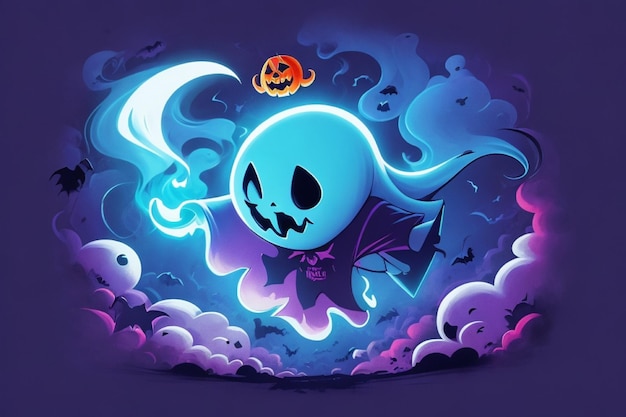 Spooky Little Charms Childish Ghosts in Halloween Scene