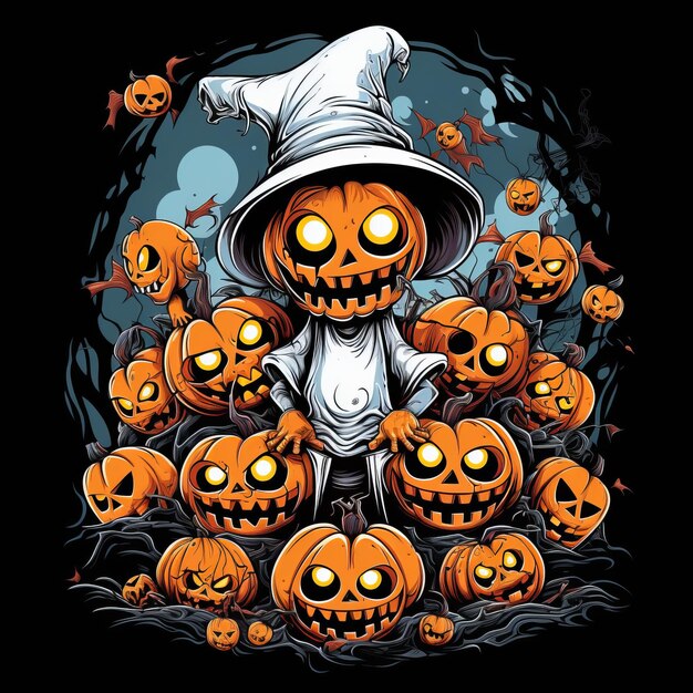 Spooky Mumms in Cartoon Style A Halloween Design Tshirt