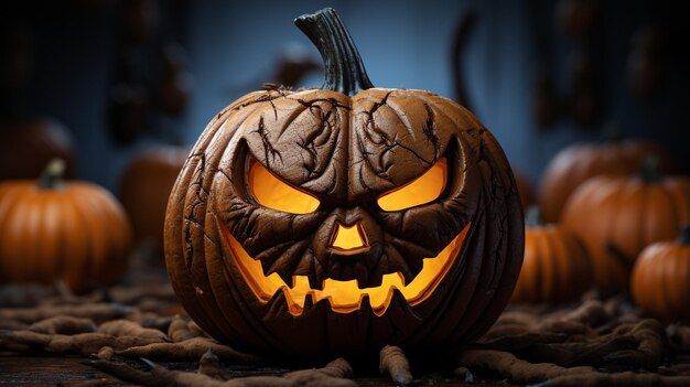 spooky pumpkin design HD 8K wallpaper Stock Photographic Image