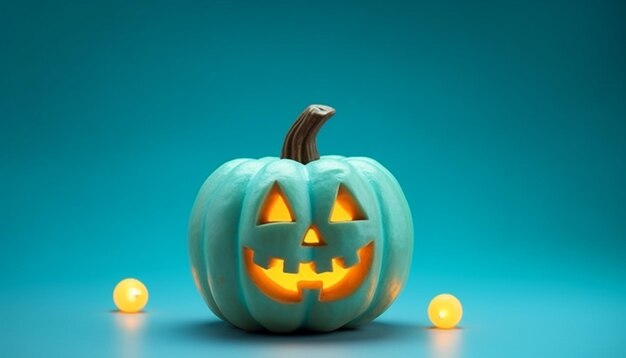 Spooky pumpkin lantern glows in dark symbolizing halloween celebration generated by artificial intelligence