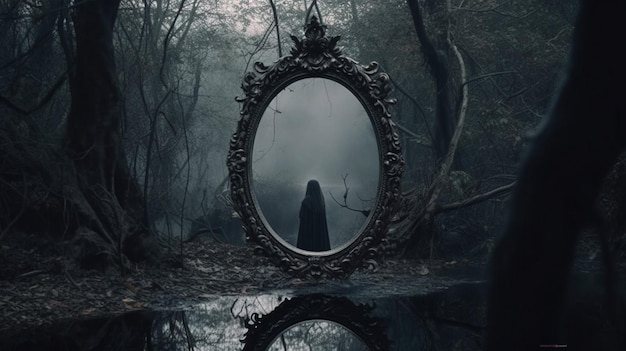 Spooky reflection in a witches mirror