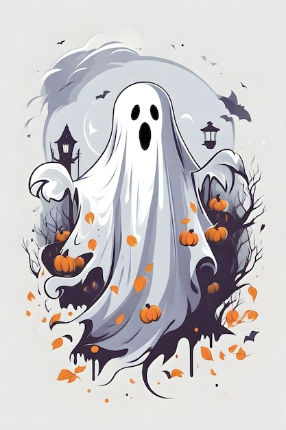 Photo spooky season halloween ghost illustration generative ai