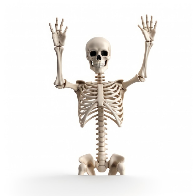 Photo spooky skeleton waving goodbye halloween decorations