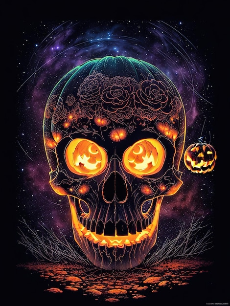 Spooky Skull Halloween Pumpkin Creepy Delight for the Night