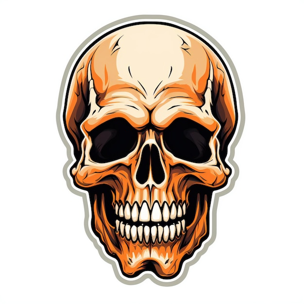 Spooky Skull Sticker op een witte achtergrond