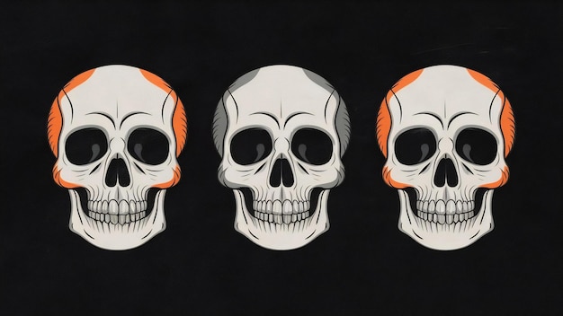 Photo spooky skulls on black canvas