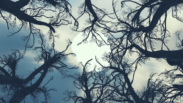 Photo spooky tree dark night