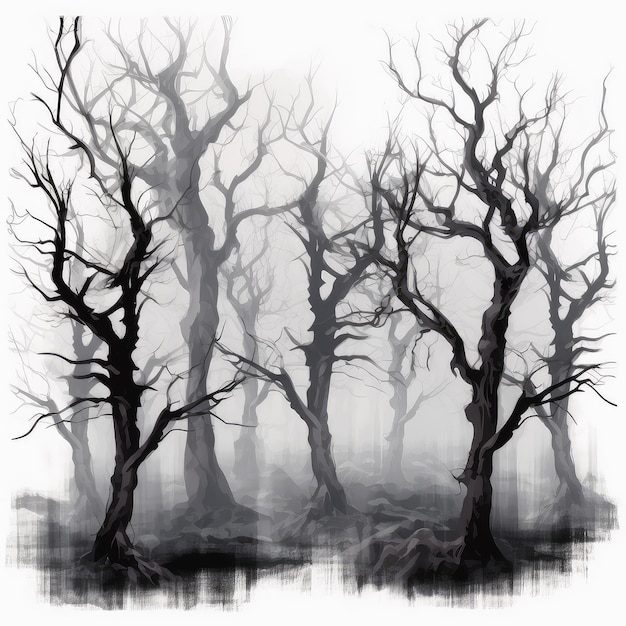 Страшные деревья реалистичная иллюстрация генеративная ai