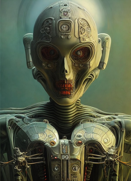 spooky undead monster cyborg halloween ai generated illustration