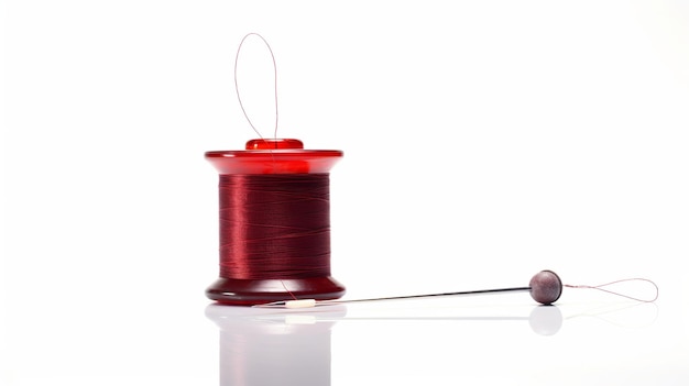 写真 赤い糸と縫製用針のスプール ベクトル イラスト 針と糸 生成 ai