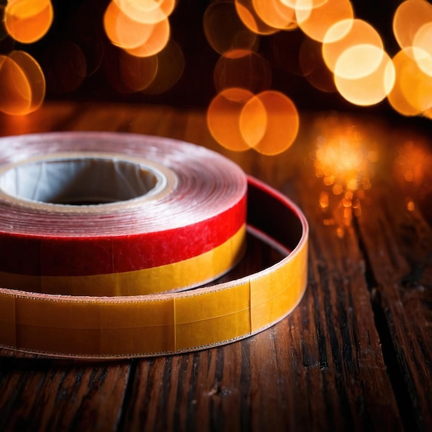 Photo spool roll of brightly colored wrapping tape ribbon