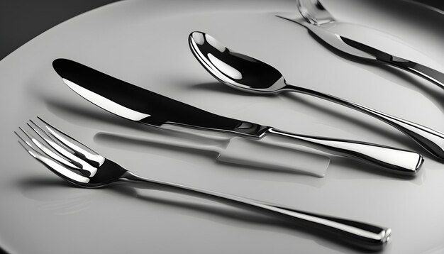 Photo a spoon and fork are on a table with a knife and spoons