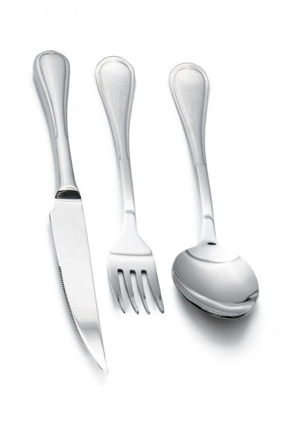 Spoon, knife and fork isolated