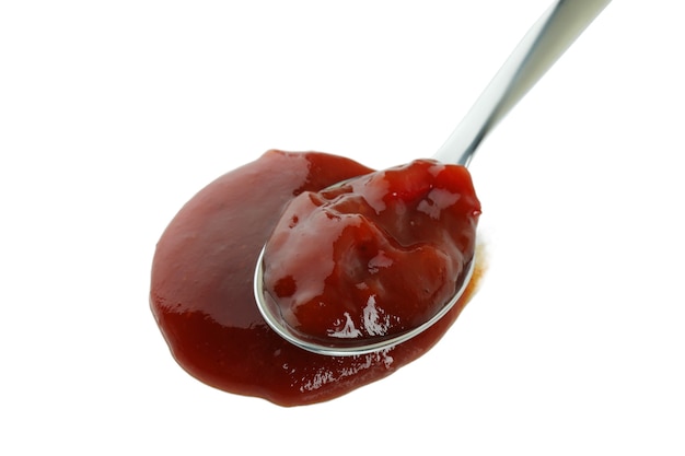 Photo spoon with barbecue sauce isolated