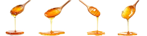 Photo spoon with honey on white background