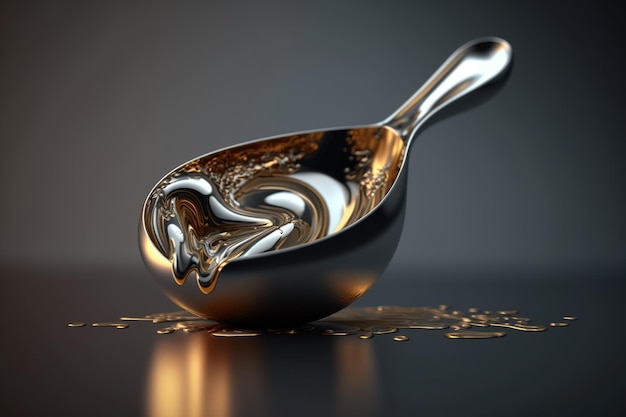 A spoon with liquid on it