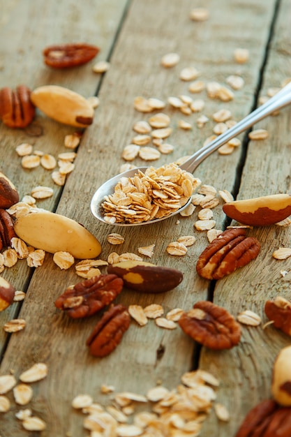 Spoon with oatmeals