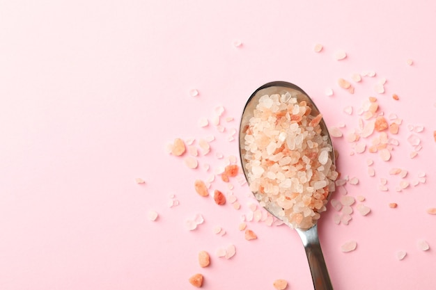 Spoon with pink himalayan salt