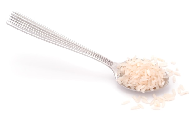 Spoon with rice isolated