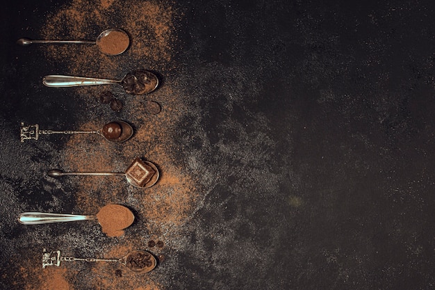 Photo spoons filled with coffee powder