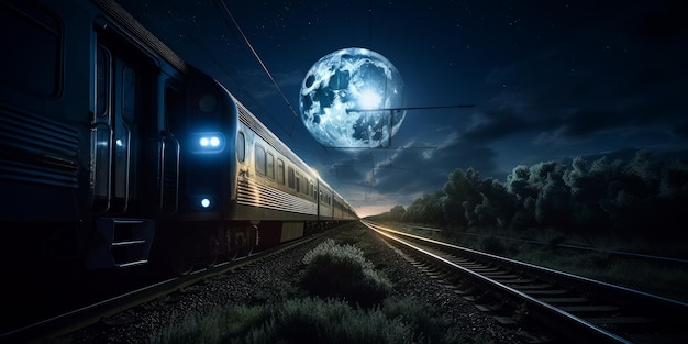 Foto spoorvervoer beweging nachttrein reizen generatieve ai
