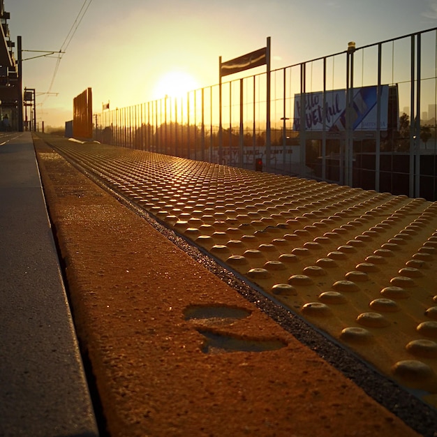 Foto spoorweg bij zonsondergang