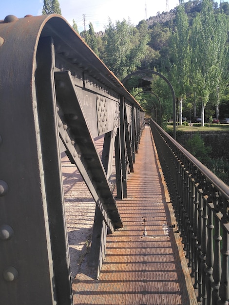 Foto spoorwegbrug tegen bomen