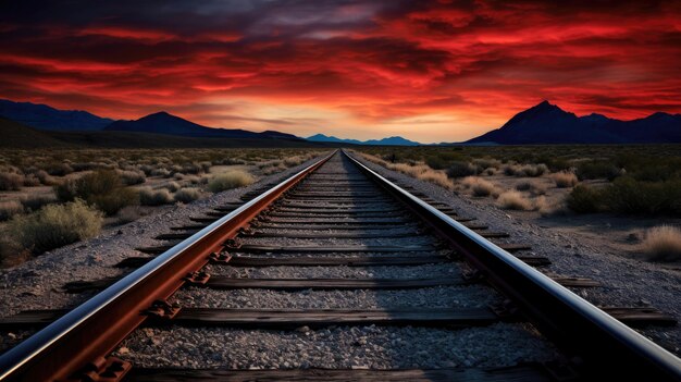 Foto spoorwegen convergeren aan de horizon.
