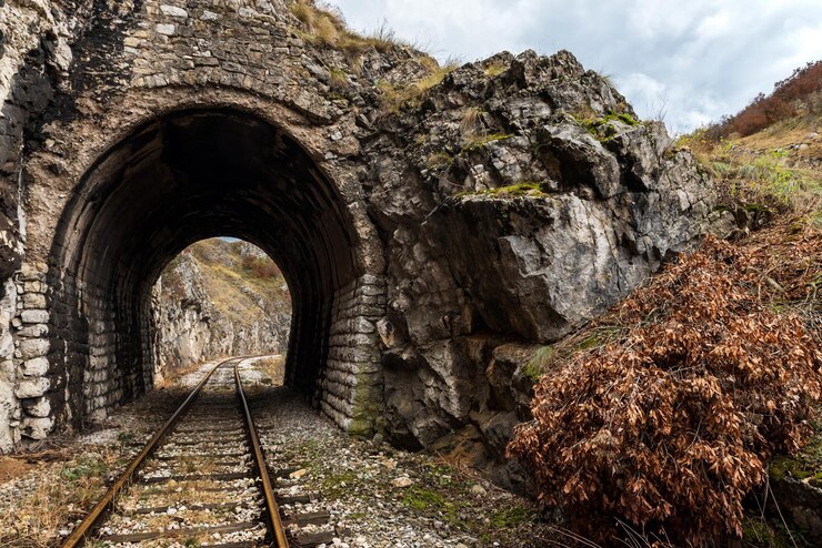 Foto spoorwegen in een tunnel