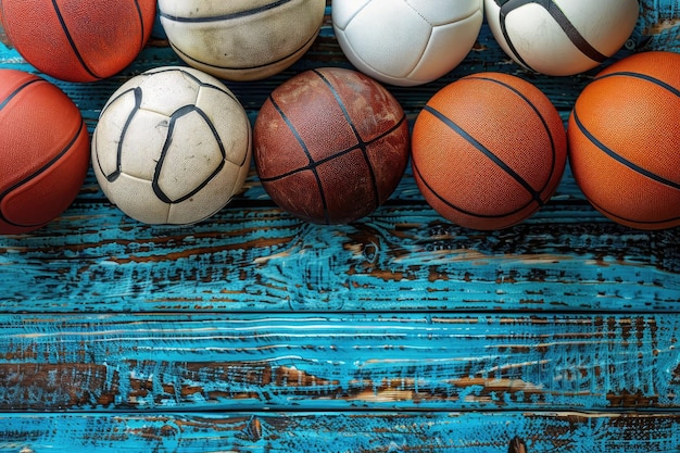 sport balls in background and banner greeting card design images