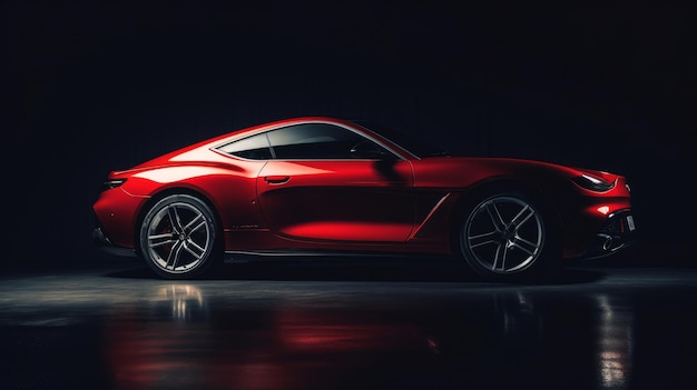 Sport car on black background Illustration AI Generative