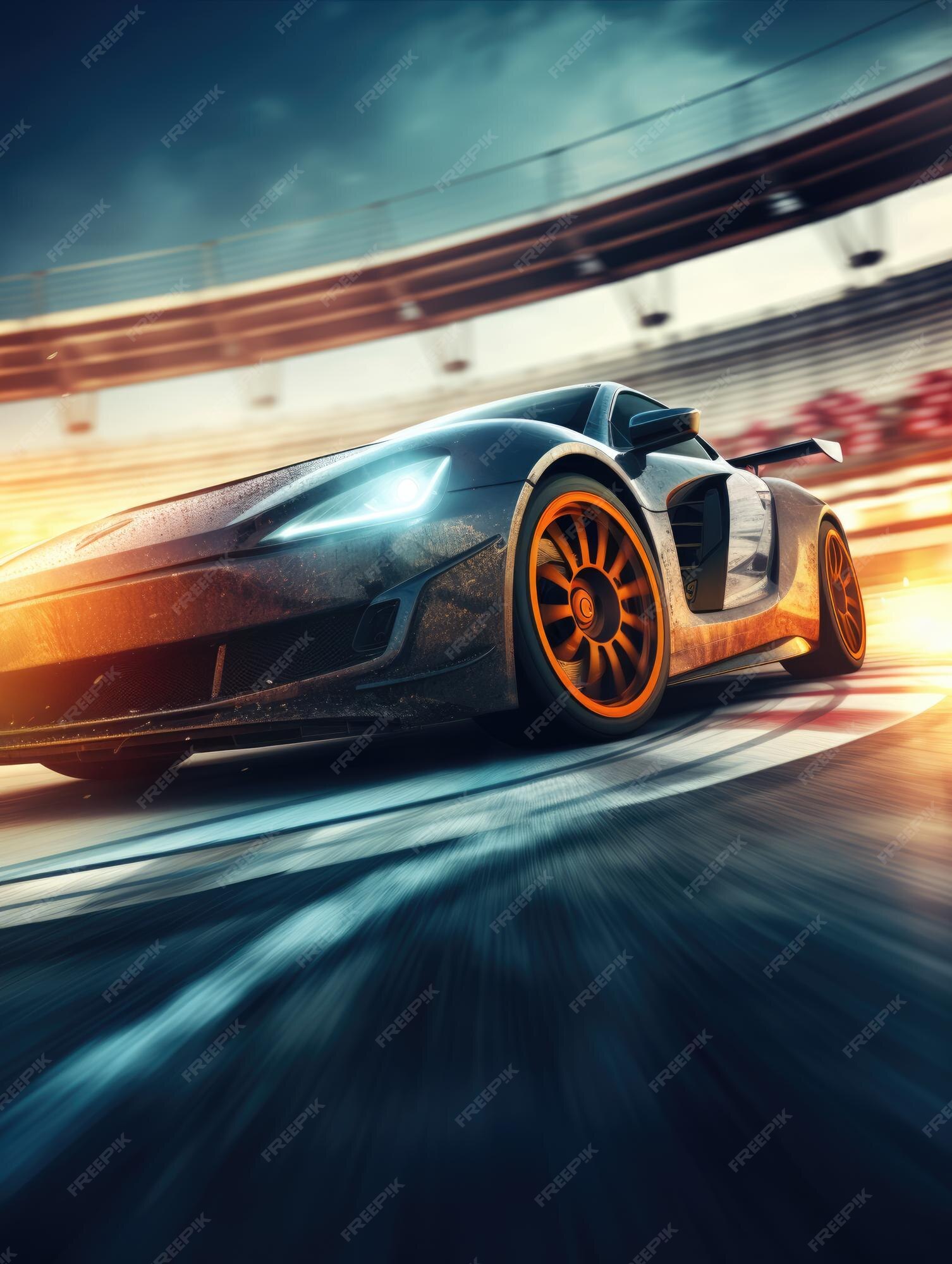 Premium AI Image  Sport car drifting games style rush motion close up wide  angle adrenaline