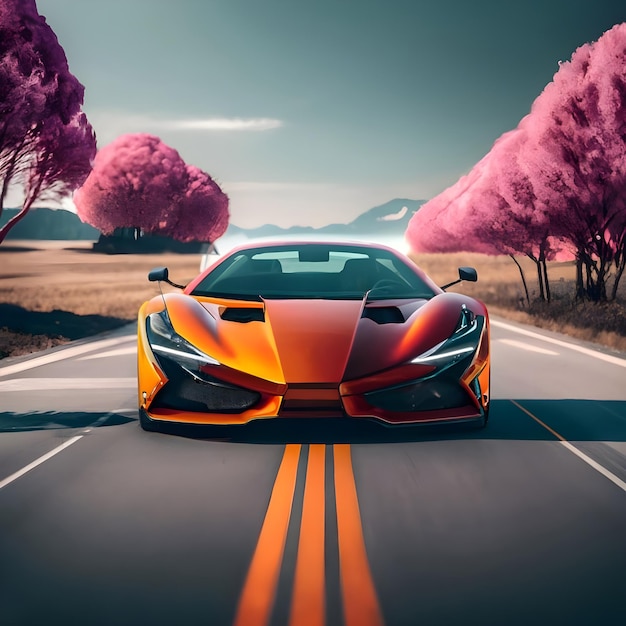 A sport car on the road ai generated