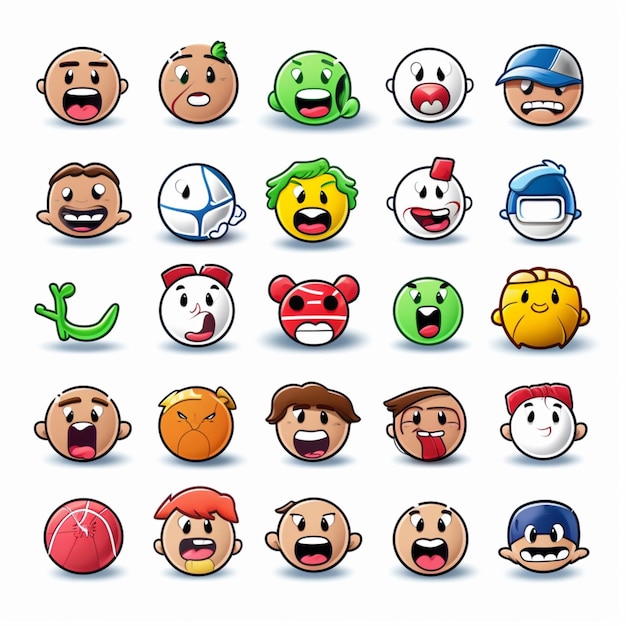 Photo sport emojis 2d cartoon vector illustration on white backg