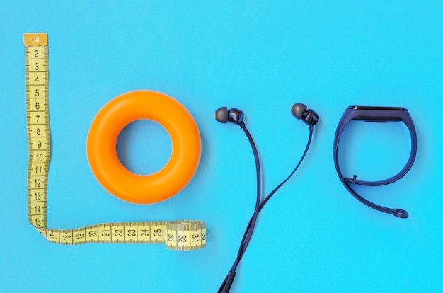 Sport equipment on a blue background