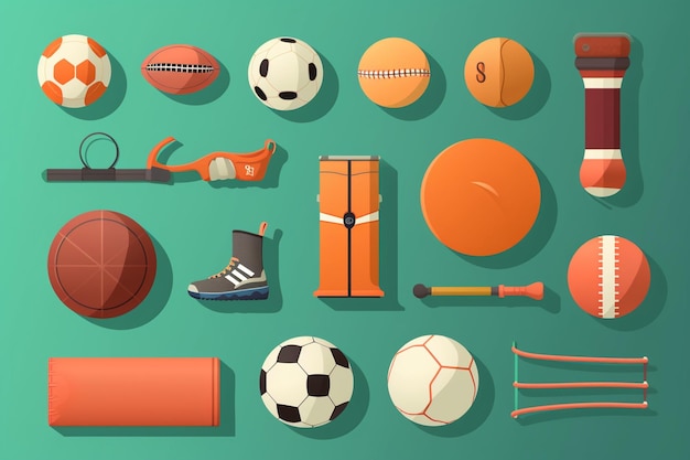 Photo sport equipment icons set