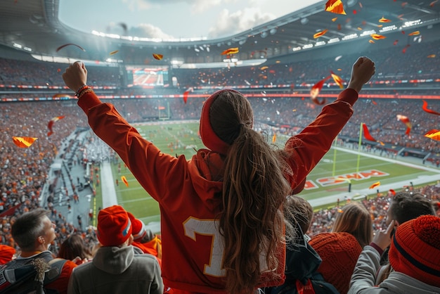 Photo sport event with cheering fans in a stadium